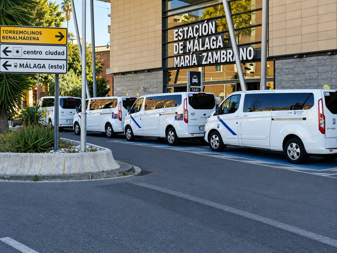 Taxis grandes de Taxi Grande Málaga en la parada de la estación María Zambrano